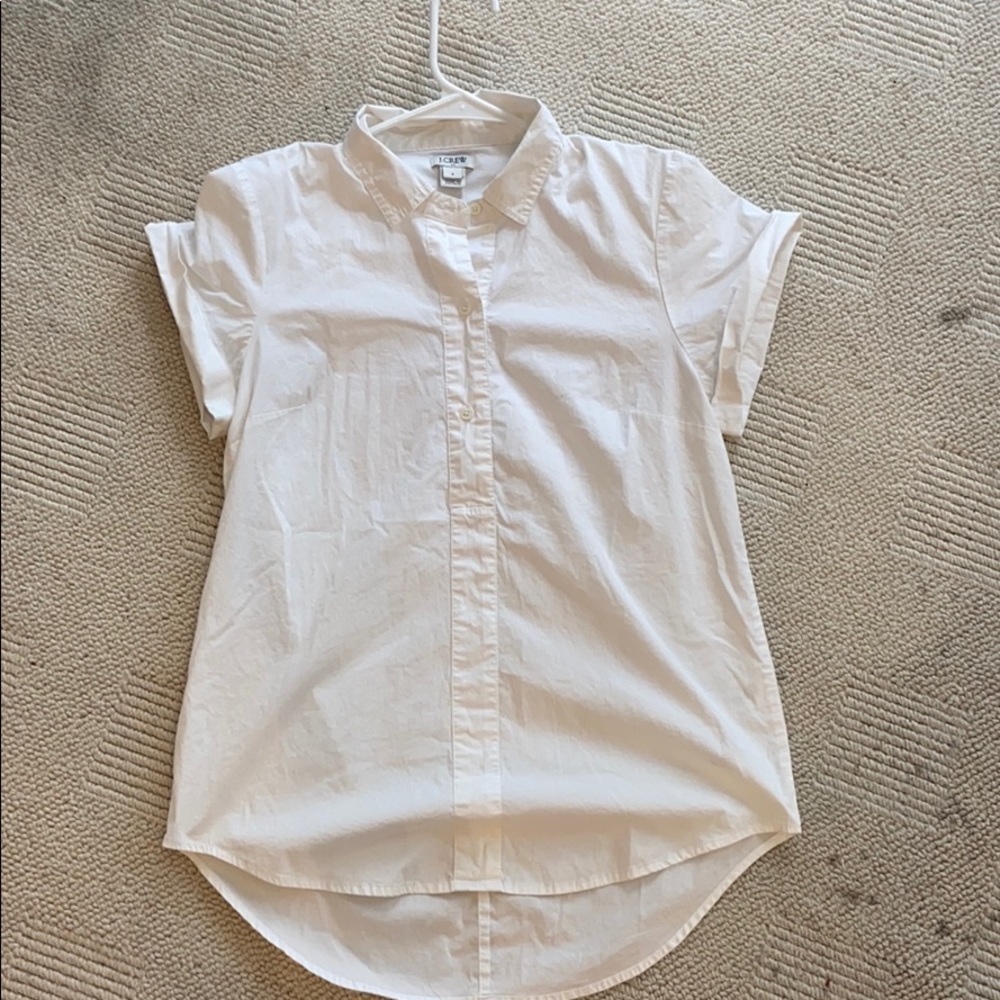 J crew short sleeved, half button up shirt